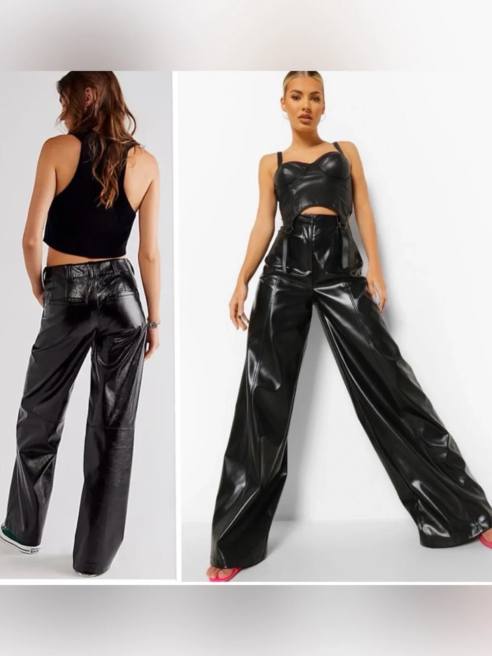 Free People: Star-Crossed Lovers Vegan Wide Straight-Leg Pants In Black 12